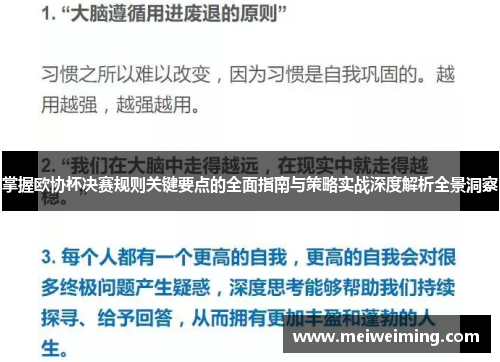 掌握欧协杯决赛规则关键要点的全面指南与策略实战深度解析全景洞察
